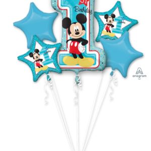 Buchet Baloane Mickey Mouse 1st birthday set 5 bucati