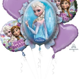 Buchet Baloane Happy Birthday cu Frozen, Amscan Set 5 buc