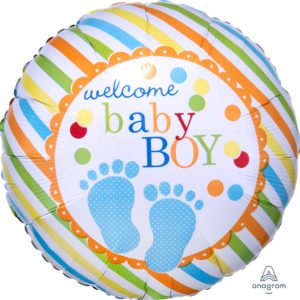 Balon folie rotund Welcome Baby Boy, 46cm.