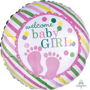 Balon folie rotund Welcome Baby Girl, 46cm.