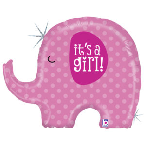 Balon Folie Figurina Elefant,It’s a Girl,Holografic,81cm