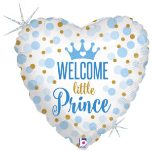 Balon Folie 46 cm inima Welcome Little Prince, Holografic