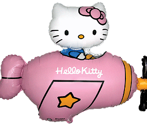 Balon Folie Figurina,Hello Kitty in avion roz,77*92cm.