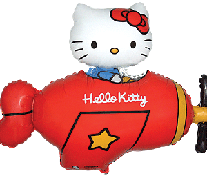 Balon Folie Figurina,Hello Kitty in avion rosu,77*92cm.