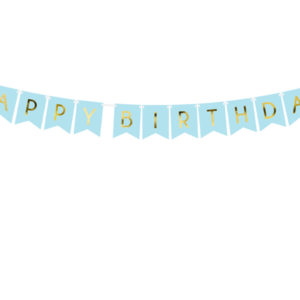 Banner Happy Birthday, light blue, 15 x 175 cm