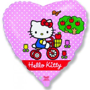 Balon folie inima,Hello Kitty pe bicicleta,48cm