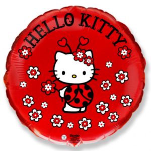 Balon folie rotund,Hello Kitty cu buburuza,48cm.