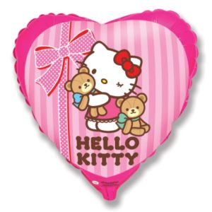 Balon folie inima,Hello Kitty cu ursulet,48cm