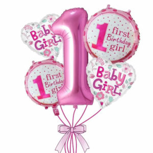 Set 5 baloane din folie prima aniversare Fetita