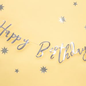 Banner Happy Birthday,Argint 16,5 х 62,cm